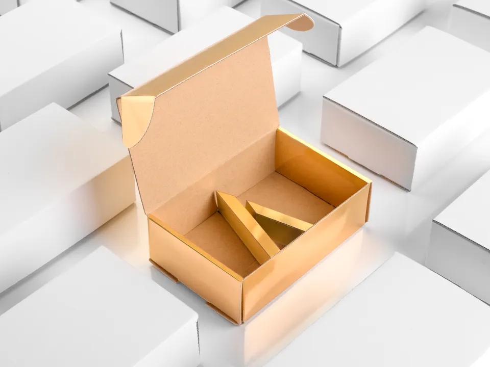 Film-laminated folding cartons with glossy printed surfaces